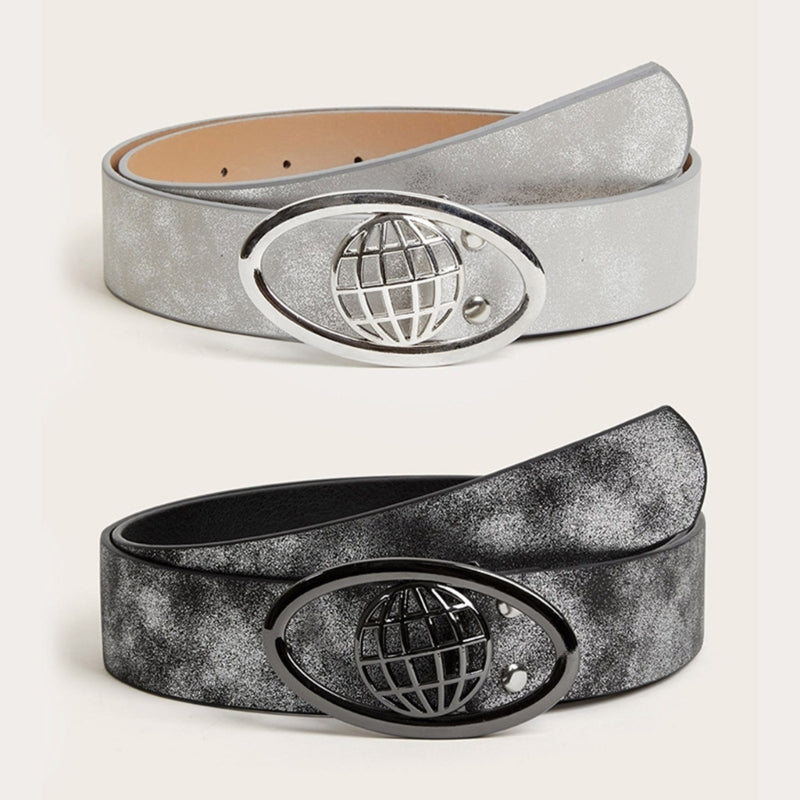 Global Planet Buckle Silver Glaze Belt-streetwear-techwear