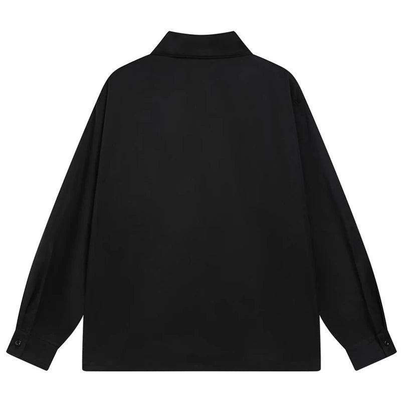 Gothic Print Button Down Shirt-streetwear-techwear