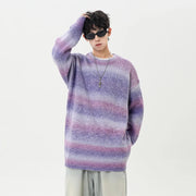 Gradient Stripe Knitted Sweater-streetwear-techwear