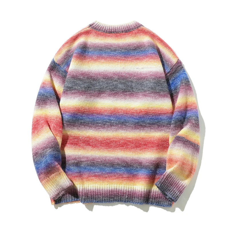 Gradient Stripe Knitted Sweater-streetwear-techwear