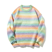 Gradient Stripe Knitted Sweater-streetwear-techwear