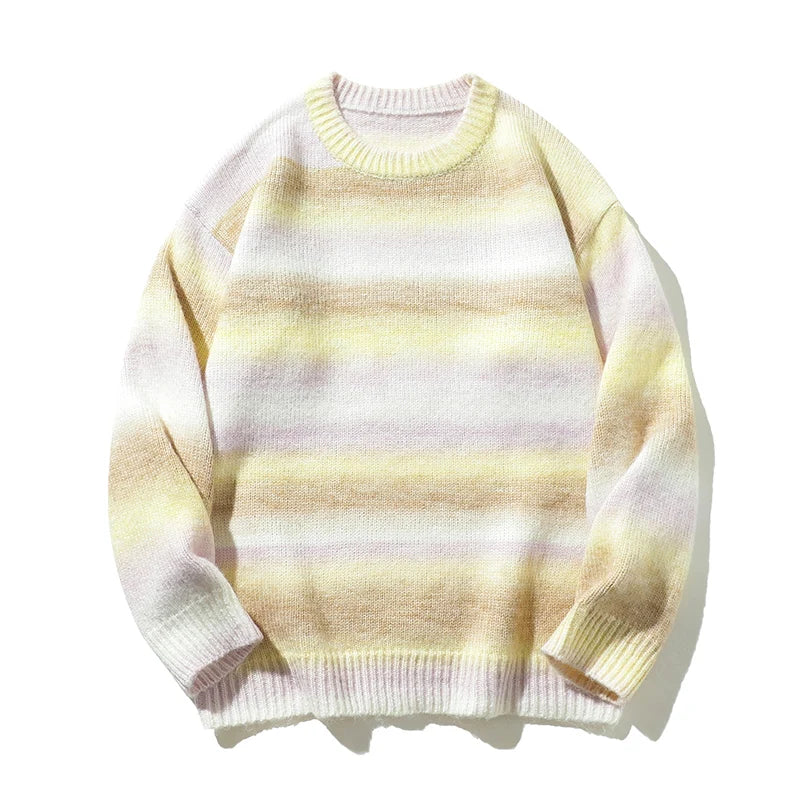 Gradient Stripe Knitted Sweater-streetwear-techwear