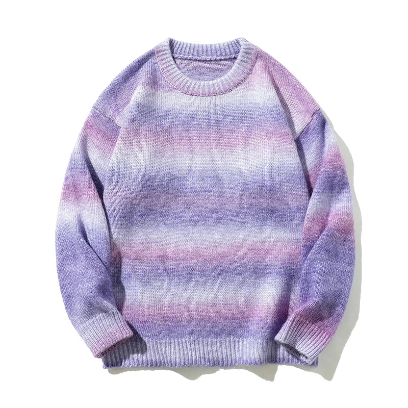 Gradient Stripe Knitted Sweater-streetwear-techwear