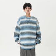 Gradient Stripe Knitted Sweater-streetwear-techwear