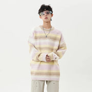 Gradient Stripe Knitted Sweater-streetwear-techwear