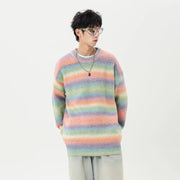 Gradient Stripe Knitted Sweater-streetwear-techwear