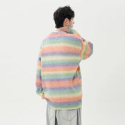 Gradient Stripe Knitted Sweater-streetwear-techwear