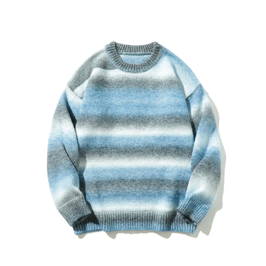 Gradient Stripe Knitted Sweater-streetwear-techwear