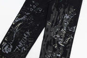 Graffiti Print Jeans-streetwear-techwear