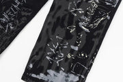 Graffiti Print Jeans-streetwear-techwear