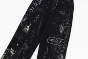 Graffiti Print Jeans-streetwear-techwear