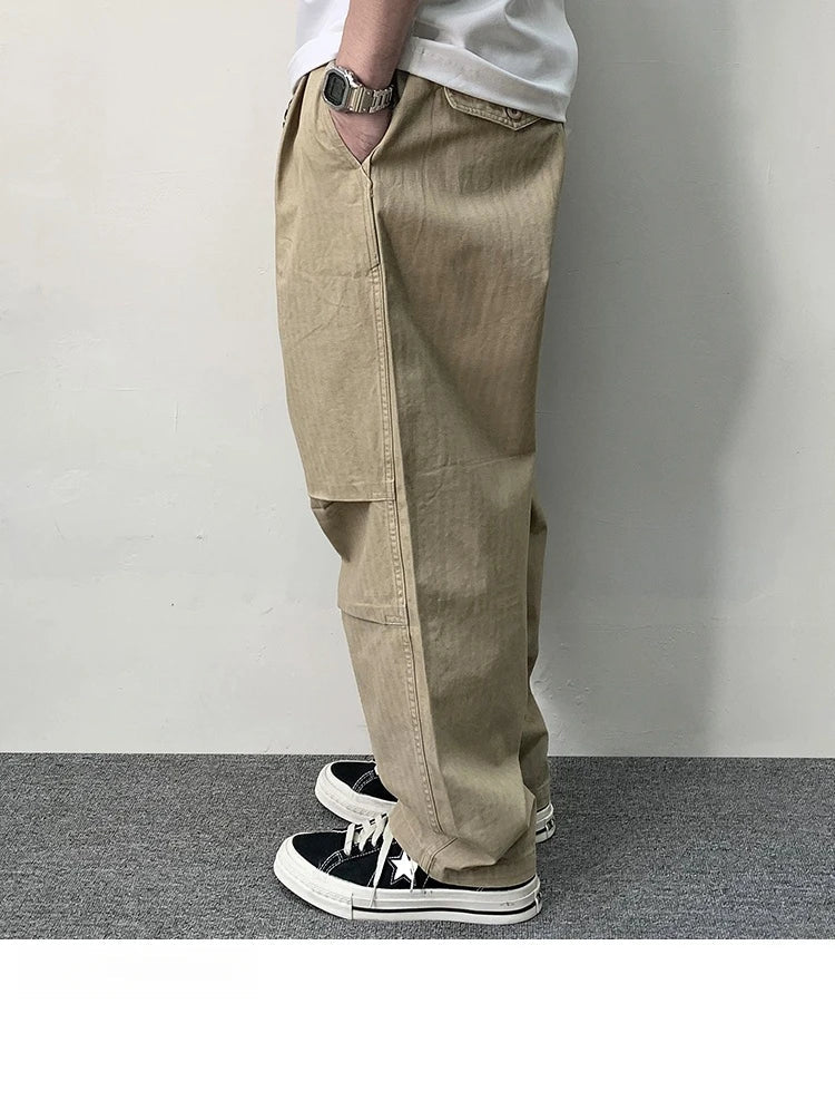 Herringbone Twill Drawstring Skater Pants-streetwear-techwear