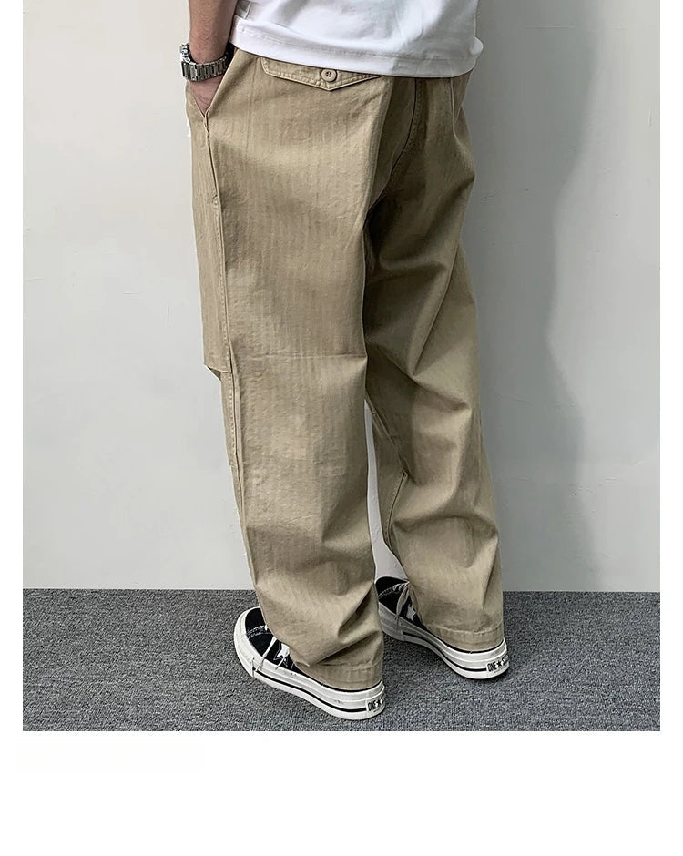 Herringbone Twill Drawstring Skater Pants-streetwear-techwear