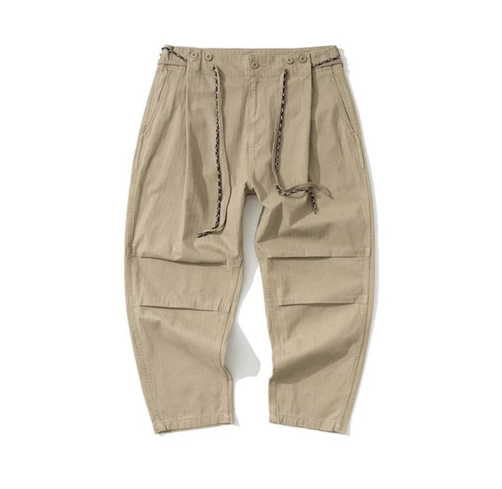 Herringbone Twill Drawstring Skater Pants-streetwear-techwear