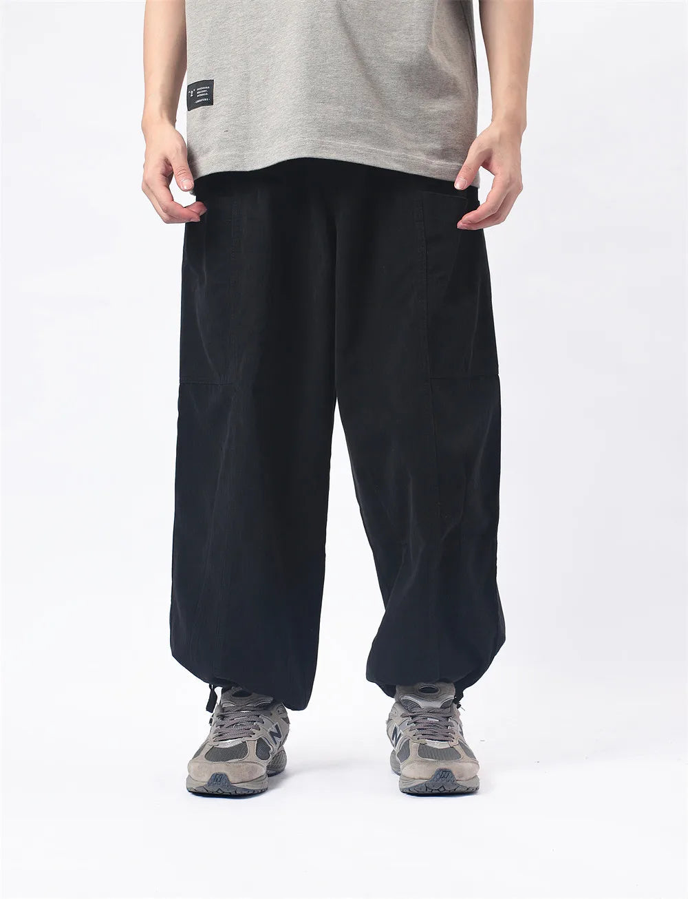 Herringbone Twill Wide-Leg Cargo Pants-streetwear-techwear