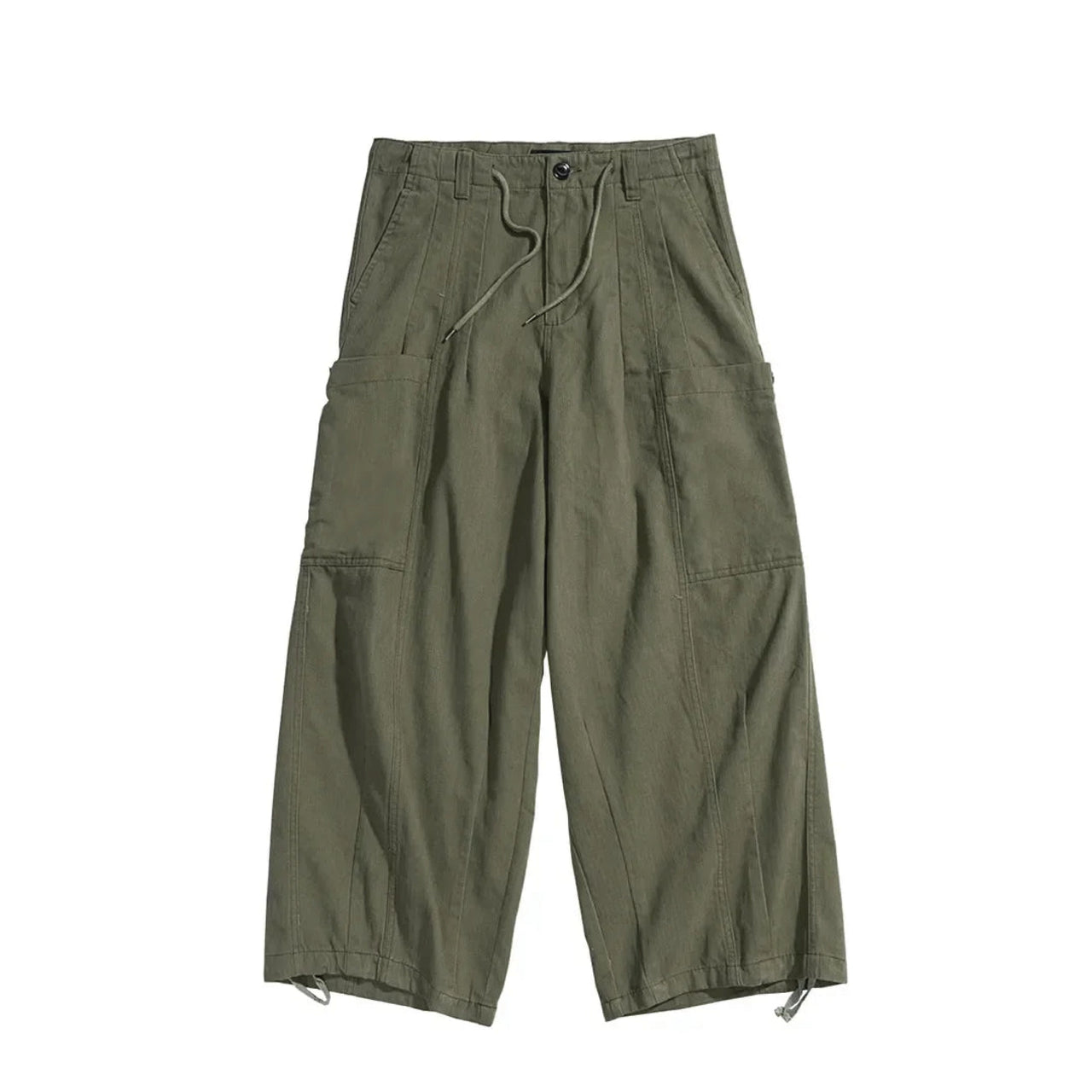 Herringbone Twill Wide-Leg Cargo Pants-streetwear-techwear