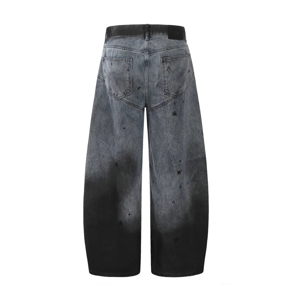 Ink Splatter Barrel Leg Jeans-streetwear-techwear