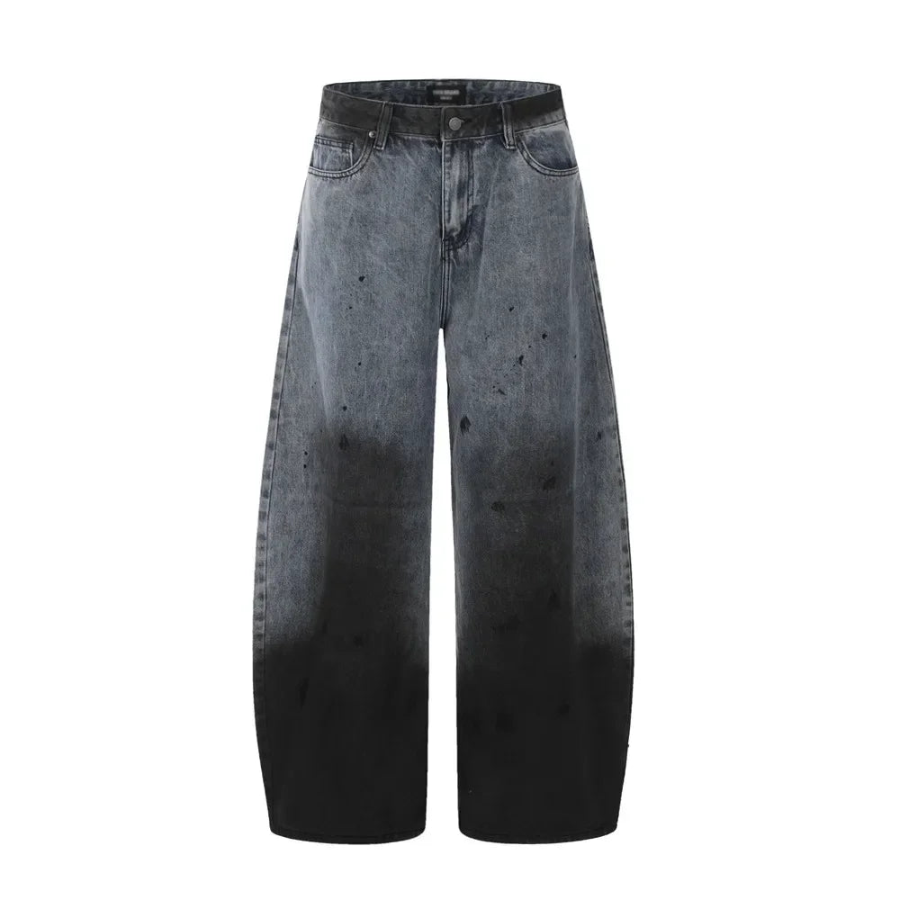 Ink Splatter Barrel Leg Jeans-streetwear-techwear