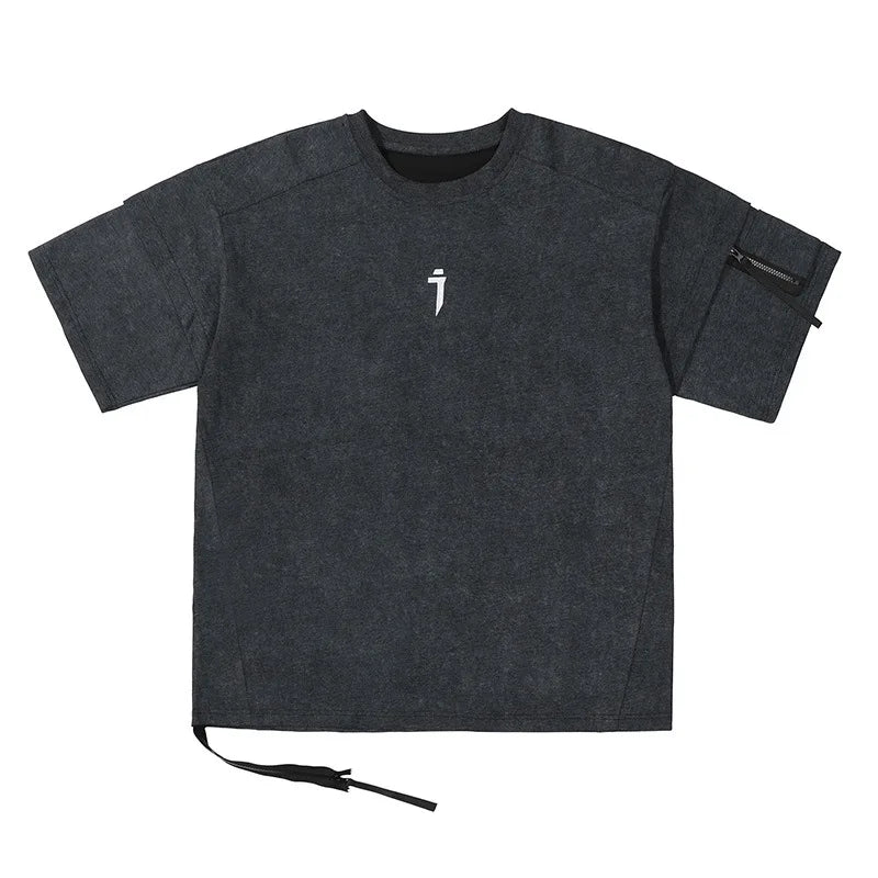 Jiyend Side Zip Marl T-Shirt-streetwear-techwear