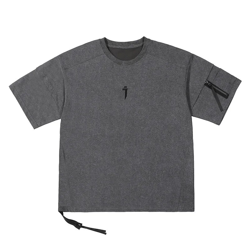 Jiyend Side Zip Marl T-Shirt-streetwear-techwear