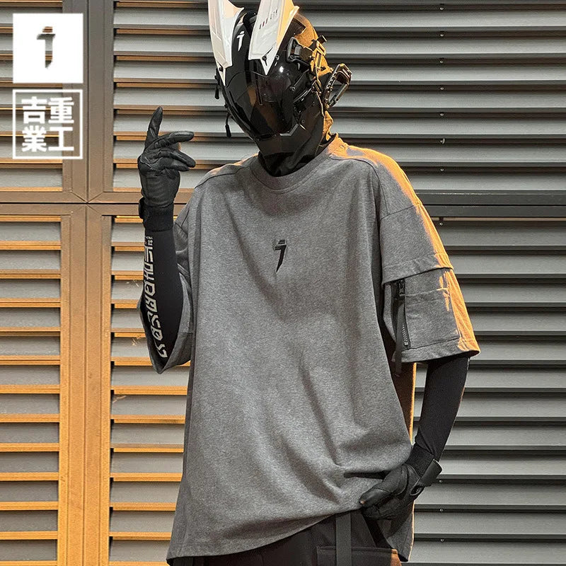 Jiyend Side Zip Marl T-Shirt-streetwear-techwear