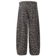 Leopard Print Barrel Leg Jeans-streetwear-techwear