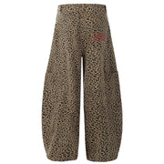 Leopard Print Keychain Barrel Leg Pants-streetwear-techwear