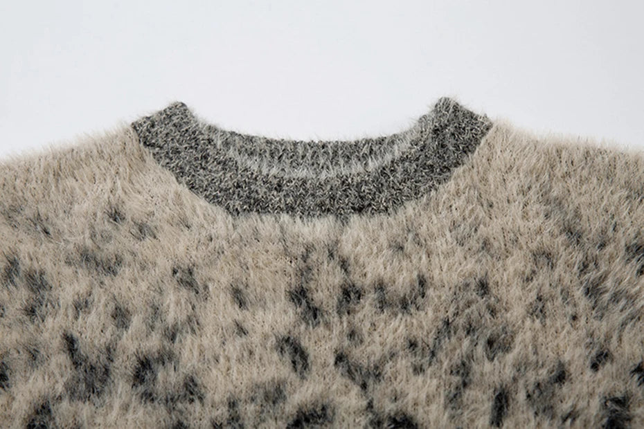 Leopard Print Mohair Style Sweater-streetwear-techwear