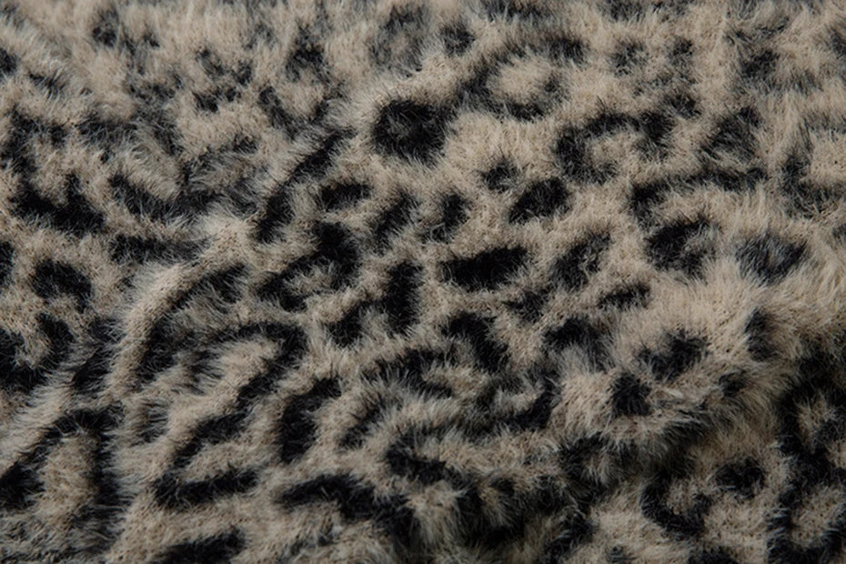 Leopard Print Mohair Style Sweater-streetwear-techwear