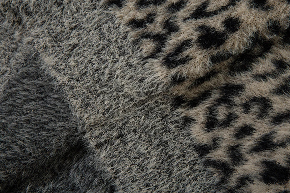 Leopard Print Mohair Style Sweater-streetwear-techwear