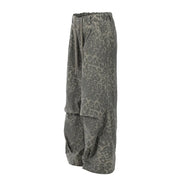 Leopard Print Pleated Knee Ripstop Pants-streetwear-techwear