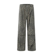 Leopard Print Pleated Knee Ripstop Pants-streetwear-techwear