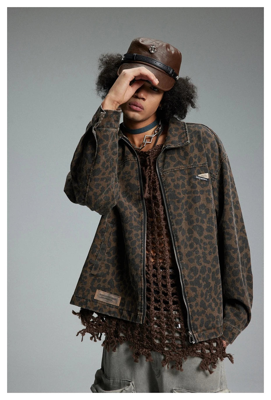 Leopard print trucker jacket best sale