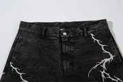 Lightning Embroidery Wide-Leg Jeans-streetwear-techwear