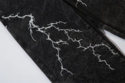 Lightning Embroidery Wide-Leg Jeans-streetwear-techwear