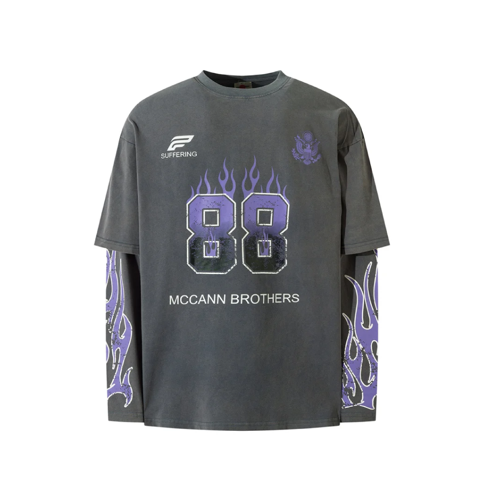 McCann '88 Flames' Mock Layer T-Shirt-streetwear-techwear