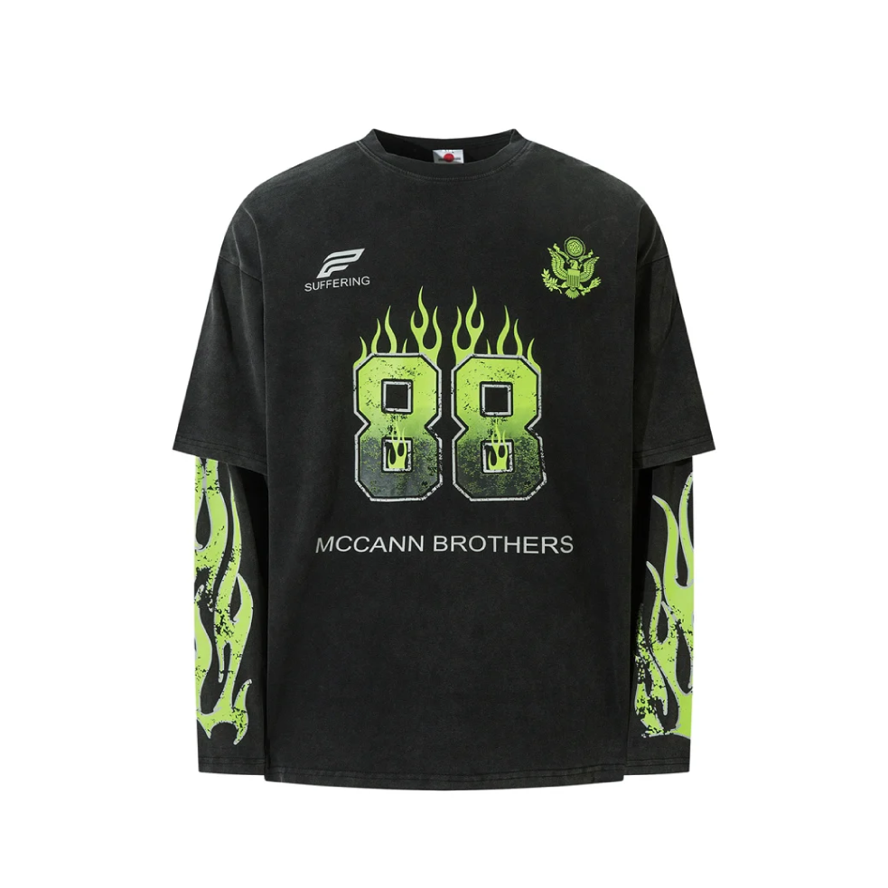 McCann '88 Flames' Mock Layer T-Shirt-streetwear-techwear