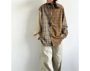 Mixed Check Long Sleeve Shirt-streetwear-techwear