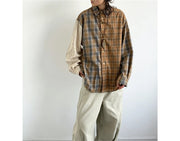 Mixed Check Long Sleeve Shirt-streetwear-techwear