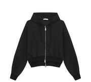 Mock Double Layer Boxy Zip-up Hoodie-streetwear-techwear