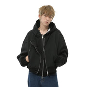 Mock Double Layer Boxy Zip-up Hoodie-streetwear-techwear