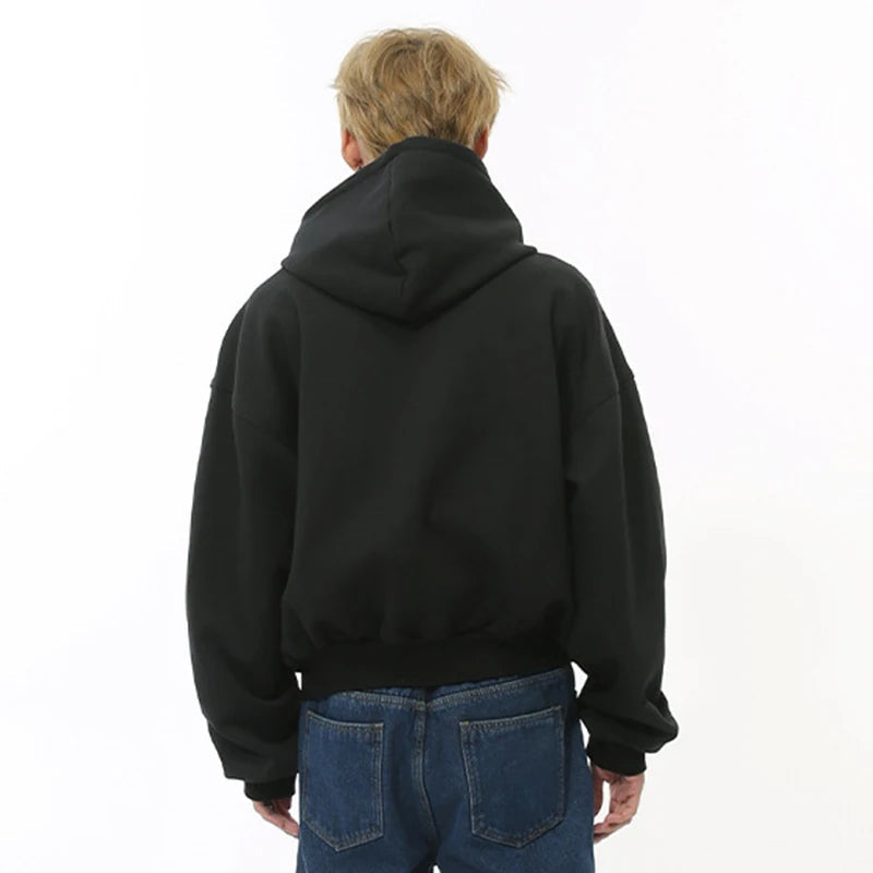 Mock Double Layer Boxy Zip-up Hoodie-streetwear-techwear