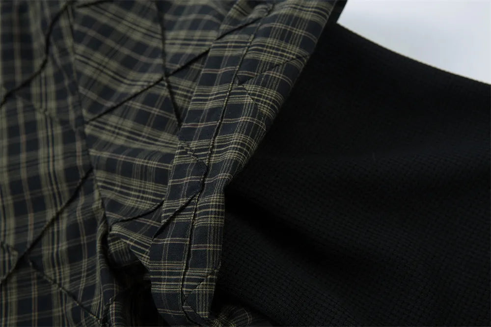 Mock Layer Textured Check Shirt-streetwear-techwear