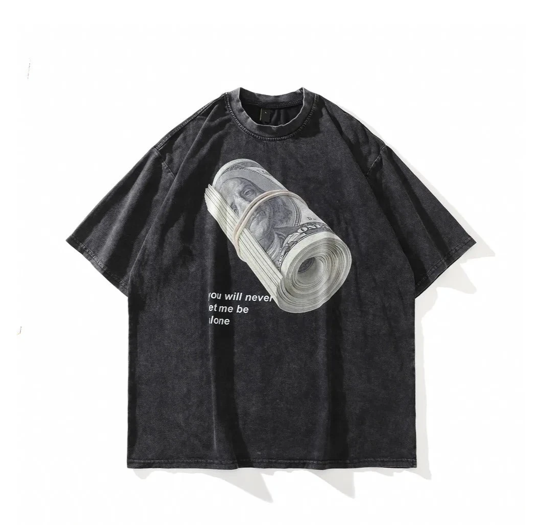 Money Roll Acid Wash T-Shirt-streetwear-techwear