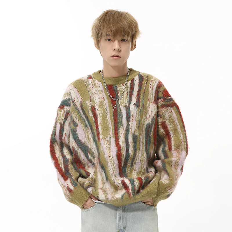 Multi-Colour Abstract Sweater-streetwear-techwear