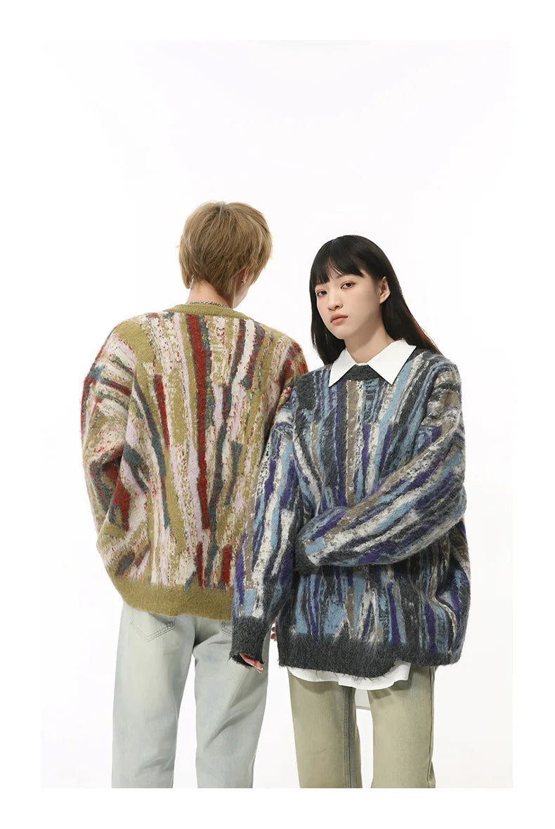 Multi-Colour Abstract Sweater-streetwear-techwear