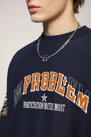 'No Problem' Varsity Applique Sweatshirt-streetwear-techwear