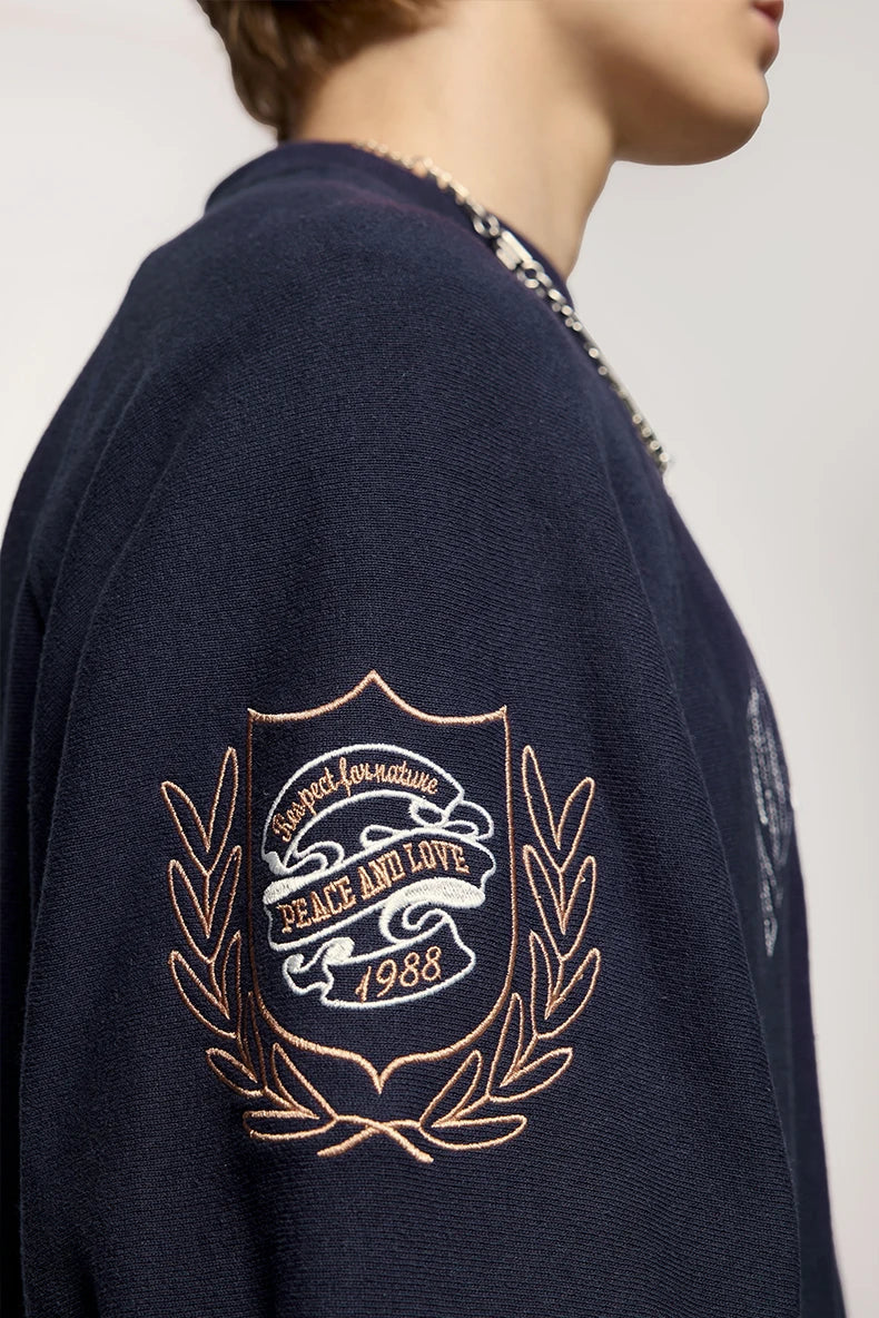 'No Problem' Varsity Applique Sweatshirt-streetwear-techwear