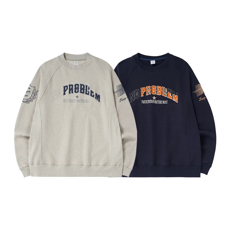 'No Problem' Varsity Applique Sweatshirt-streetwear-techwear