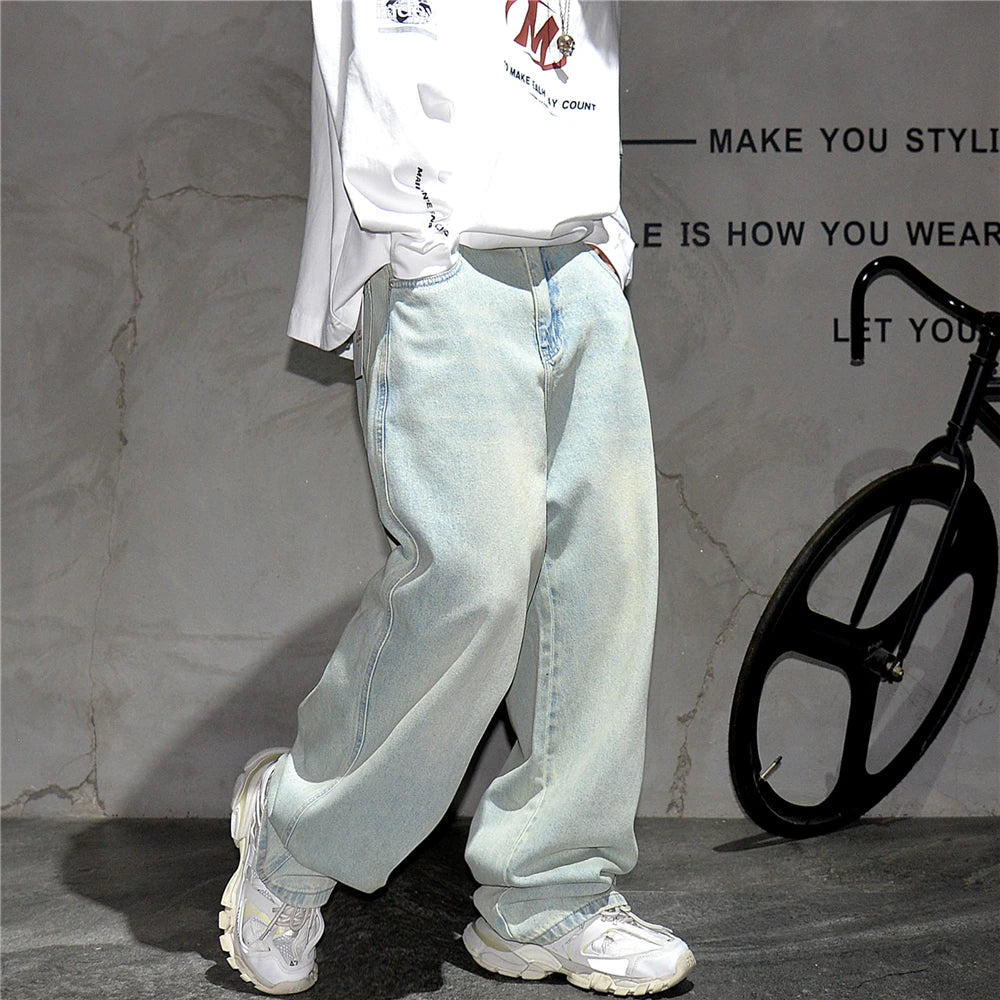 Pale Blue Baggy Jeans-streetwear-techwear